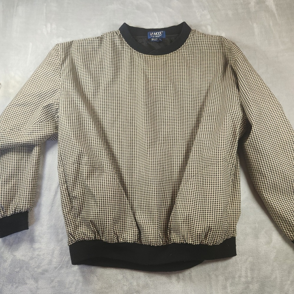 VTG La Mode Active Sportswear Pullover Jacket Houndstooth‎ Golf Mens Large